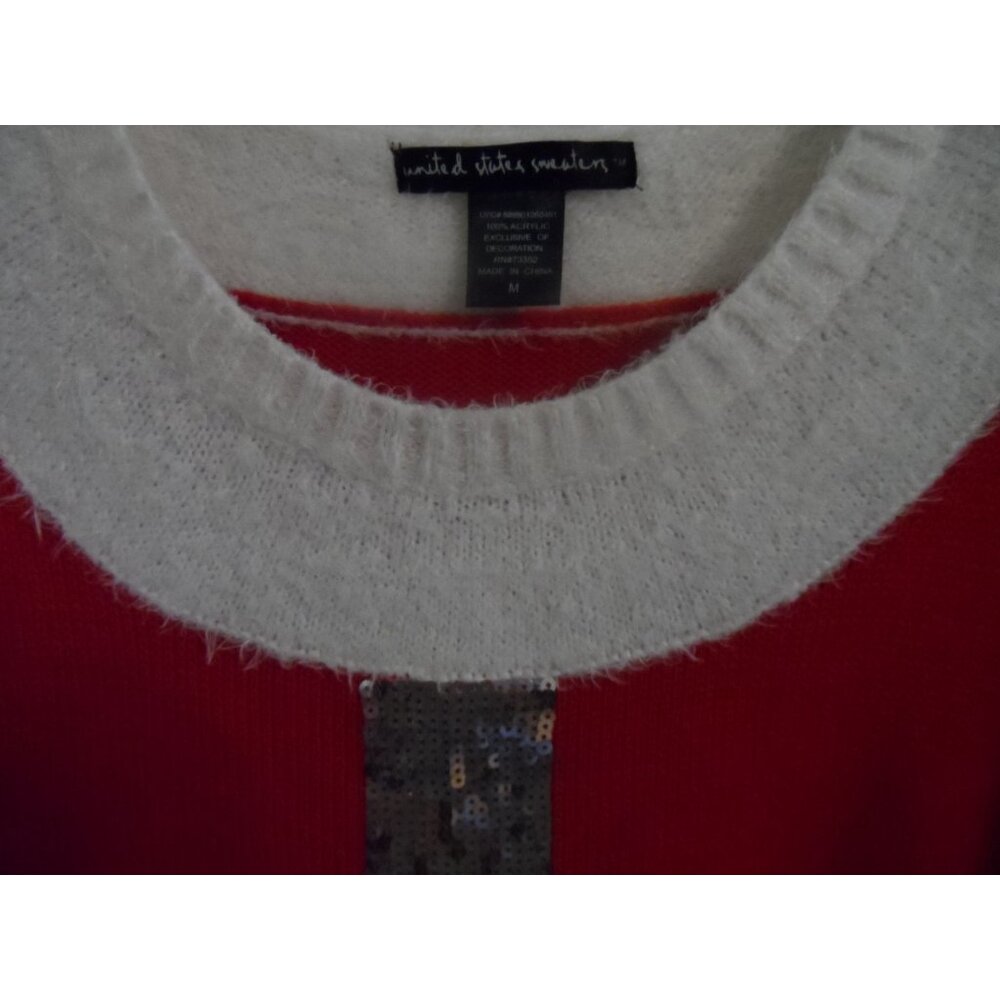 Santa Claus Sequin Christmas Sweater Tunic or Dress Womens Size M - Picture 8 of 9